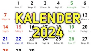 Kalender 2024 Lengkap dengan Libur Nasional dan Pasaran Jawa [upl. by Ellierim]