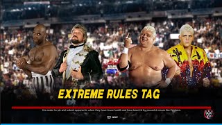 Ted Dibiase amp Virgil vs Dusty amp Dustin Rhodes Bunkhouse Match WWE 2K23 [upl. by Ineslta]