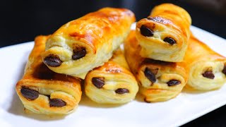 Petits pains au chocolat avec pâte feuilletée facile  Easy small chocolate buns with puff pastry [upl. by Hanna]