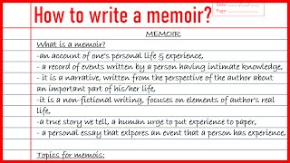 How to write a memoir  Memoir Writing for Grade 12 Board Exam  What is a Memoir [upl. by Kelvin]