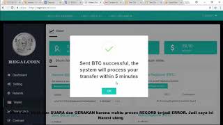 TRANSFER BITCOIN BELI REGAL COIN DI COINEXCHANGEIO DAN TRANSFER REC KE REGALCOINCO [upl. by Humpage231]