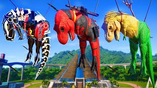 All Dinosaurs Fighting TRex vs IRex Green Dinosaur Indominus Rex Color Pack Jurassic World Evolution [upl. by Bultman808]