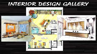 📐 Interior Design Portfolio  Interior Hand Rendering  इंटीरियर डिजाइन [upl. by Jobye]