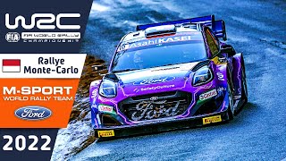 MSport Ford WRC Rally Highlights  WRC Rallye MonteCarlo 2022 with the Ford Puma Rally1 Rally Car [upl. by Neumark727]