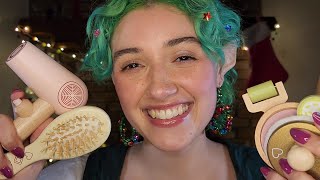 ASMR Elf Does Your Wooden Makeup amp Skincare 🎄holiday roleplay sleep aid layered sounds [upl. by Nicolis]