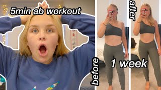 I did a 5 MIN AB WORKOUT every day for a WEEK  Lilly Sabri 7 day ab results before amp after [upl. by Ppik475]