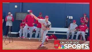 St Louis Cardinals spring training Kyle Gibsons 1st day throwing [upl. by Ahterahs]