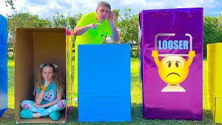 Nastya and Dad  Colored Challenge boxes and other Stories [upl. by Hgielsa]