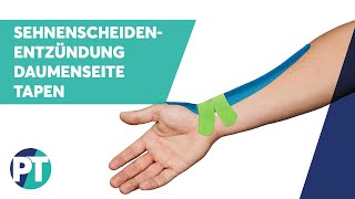 Sehnenscheidenentzündung  QuervainKrankheit Tapen » Tape Anleitung » PhysioTape [upl. by Midge]