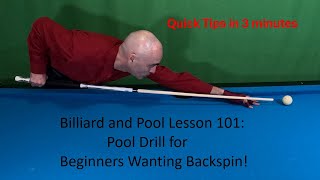 Pool Drill for Beginners Wanting Backspin on the Cue Ball Quick Tips in 3 Minutes [upl. by Lasley]