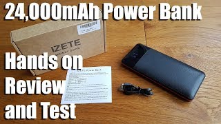 24000mAh Power Bank with LCD and 2 USB Charging Ports by IZETE Hands on Review and Test [upl. by Treblig]