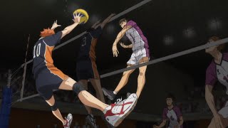 Karasuno vs Shiratorizawa Hinata shouyou bloquea a Ushijima el momento de Nishinoya [upl. by Ternan]