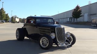 Chopped 1934 Ford 3 Window Coupe For SaleSteel BodyRumble Seat57 Motor w Aluminum Heads [upl. by Zilef]