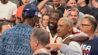 Barack Obama Talking To Dwyane Wade amp Carmelo Anthony During Halftime of Team USA vs Team Canada [upl. by Salamone]