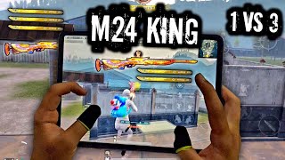 KING OF M24  1 VS 3 CHALLENGE WITH EMULATOR PLAYERS  IPAD PRO PUBG 6FINGERS CLAW HANDCAM GAMEPLAY [upl. by Yves728]