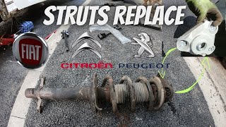 Fiat Ducato front strut mount change  Peugeot Boxer  Citroen Jumper struts replace  no ball join [upl. by Ahtanamas]