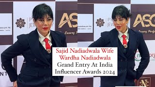 Sajid Nadiadwala Wife Wardha Nadiadwala Grand Entry At India Influencer Awards 2024 [upl. by Arytahs]