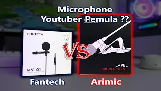 Perbandingan Mic Lavalier Murah Untuk Pemula  Arimic Lavalier vs Fantech MV01  Review Indonesia [upl. by Duong]