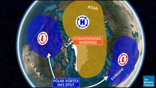 quotSudden Stratospheric Warming Eventquot Breaks Polar Vortex In Two [upl. by Bette501]