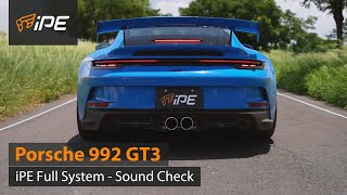 Porsche 992 GT3 – iPE Valvetronic Full Exhaust System Sound Check [upl. by Eatnahs37]