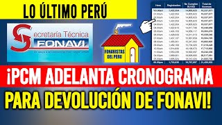 FONAVI DEVOLUCIÓN LO ÚLTIMO  CRONOGRAMA PARA DEVOLUCIÓN FONAVI ADELANTA PCM FINES DE AGOSTO [upl. by Lednam]