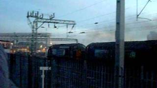 DRS class 37s thrash away from the Crewe Heritage Centre [upl. by Muiram21]