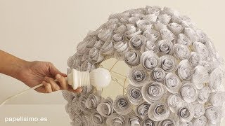 Cómo hacer lámpara de flores de papel recicladas [upl. by Assiran]