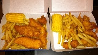 Long John Silvers 2 For 10 Chicken Fish amp Shrimp Review [upl. by Atrim]