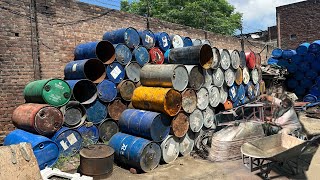 The process of Making Wheelbarrow Out of Barrel  Mass production of Wheelbarrow in factory process [upl. by Cecil]