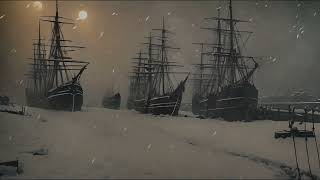 Winter Snowstorm Sounds on Ships in Frozen Northern Port Night Blizzard and Howling Winds for Sleep [upl. by Elana]