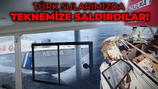 YUNAN SAHÄ°L GÃœVENLÄ°K BOTU TEKNEMÄ°ZE SALDIRDI  TEKNEMÄ°Z PARAMPARÃ‡A  TÃœRK SULARIMIZDA YAÅANANLAR [upl. by Ahsuas]