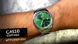 Review on the Wrist Casio Vintage MTP1302D3AV Green Dial Watch [upl. by Ylrak]