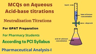 MCQs on Aqueous Acidbase titrations Neutralization titrations PAI PCI Syllabus [upl. by Ammann849]