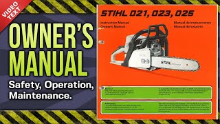 Owners Manual STIHL 021 023 025 Chain Saw [upl. by Bartholomew221]