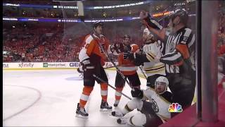 Chris Pronger Slashes Paille Game 1 Bruins Vs Flyers [upl. by Nodarb]