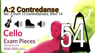 Contredanse  No 3 from 12 contredanses WoO 14  Lv Beethoven  ABRSM Cello Grade 3  54 [upl. by Berneta]