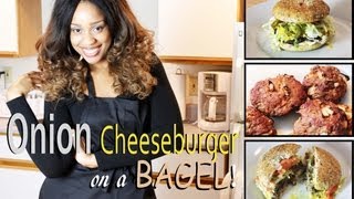 Cooking Healthier for Weight Loss Onion Cheeseburger on a Bagel Under 400 calories [upl. by Daile]