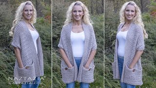 HOW to CROCHET POCKET SHAWL  Easy Wrap with Pockets by Naztazia [upl. by Ashti741]