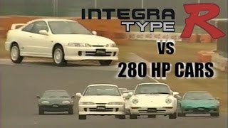 ENG CC Integra Type R vs 280HP JDM Sports cars  NSX GTR RX7 Supra in Tsukuba 1996 [upl. by Hecklau]