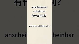 “anscheinend”和“scheinbar”有什么区别？ [upl. by Anisirhc]