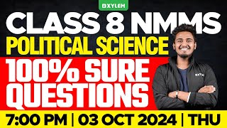 Class 8 NMMS  Political Science  100 Sure Questions  Part 1  Xylem Class 8 [upl. by Lasley685]