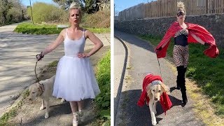 Woman Dresses Up To Walk Her Dog [upl. by Noirb245]