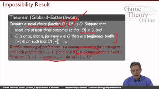 GTO2204 Impossibility of General DominantStrategy Implementation [upl. by Bara]