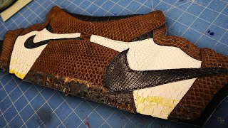 Stitching Handcrafted Travis Scott Air Jordan 1’s [upl. by Ynetsed]