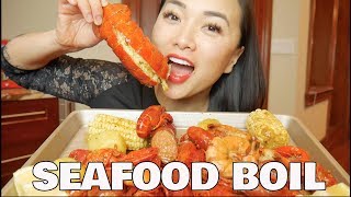 SEAFOOD BOIL Lobster Tail  Crawfish  Prawns Lets Eat  SASVlogs [upl. by Correy619]