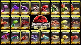 ALL MAX LEVEL 40 DINOSAURS JURASSIC PARK BUILDER [upl. by Lonyer]