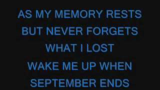 Green DayWake Me Up When September Ends lyrics [upl. by Jarin]