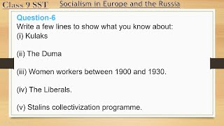 Write a few lines to show what you know aboutKulaksThe DumaWomens worker Ncert History Question 6 [upl. by Eluj]