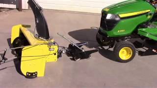 SNOW BLOWER INSTALL on JOHN DEERE X300 amp X500 SERIES 2016 [upl. by Wilie]