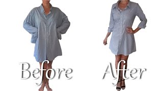 How to Turn a Thrifted Mens Shirt into a Dress [upl. by Femmine]